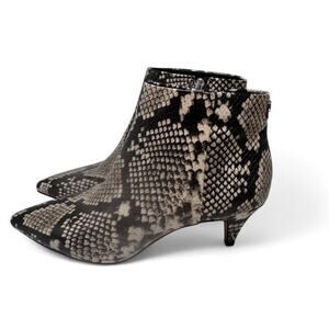 Circus by Sam Edelman Kirby Booties, black/white snakeskin,pointed toe side-zip.